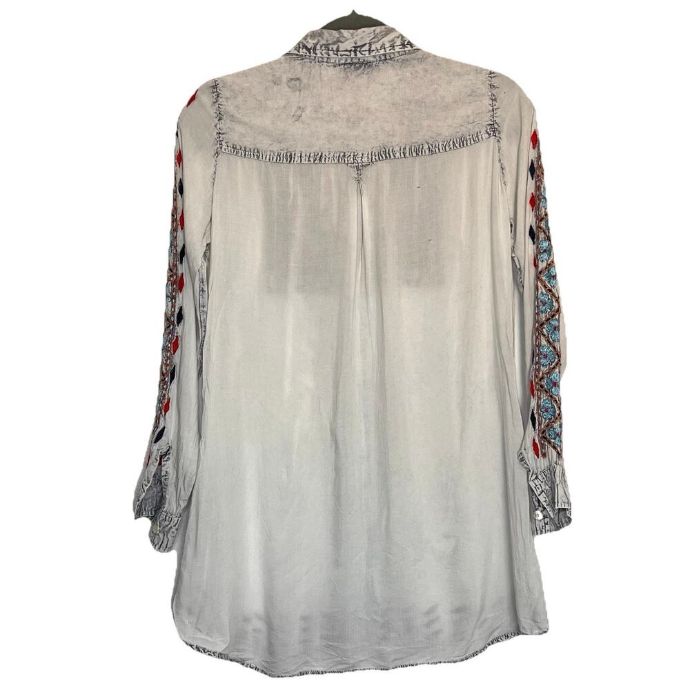 Scully Blouse Womens Size XS White-Gray Embroidered Button Up LS Western Cowgirl - Picture 9 of 14